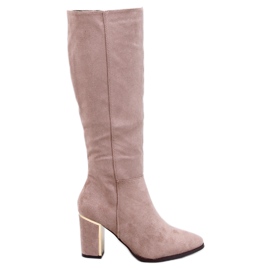 Klassiske højhælede støvler Arlena Taupe beige