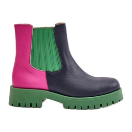 Lewski Shoes Kvinders flade læderstøvler Lewski 3611 Multicolor blå