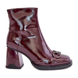 S.Barski Patentstøvler med høje hæle, varme, med dekoration D&amp;A MR880-021 Burgundy rød