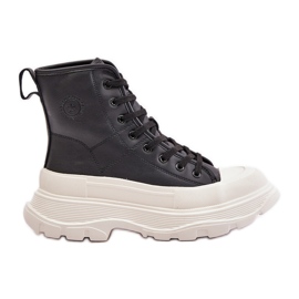 Læderisolerede sneakers på en massiv platform Big Star OO274A599 Sort