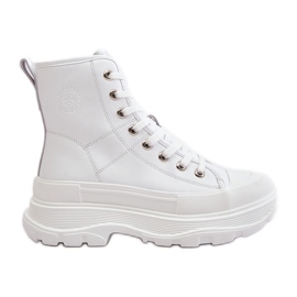 Læderisolerede sneakers på en massiv platform Big Star OO274A598 hvid