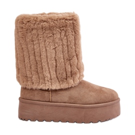 Beige Lisonea platform snestøvler med opslået overdel