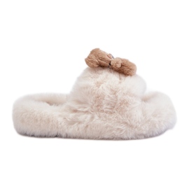 Beige Dame Pels Hjemmesko Med Teddy Bear Rumænien