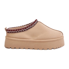Lave snestøvler til kvinder med broderi på den lyse beige platform Narirya