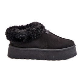 Low-top snestøvler med pels på platformen, Eco Suede, Black Neathoria sort