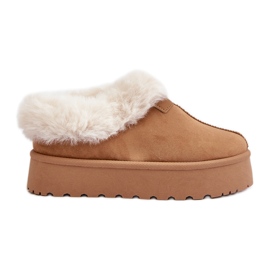 Snestøvler med en lav overdel med pels på platformen Eco Suede Camel Neathoria brun