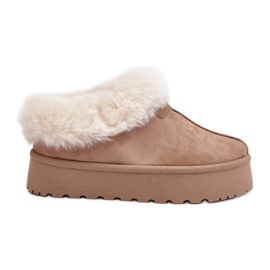 Snestøvler med en lav overdel med pels på platformen Eco Suede Dark Beige Neathoria