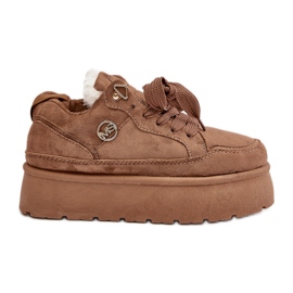 Brune Velarisea Platform Sneakers til kvinder med Pelsforing