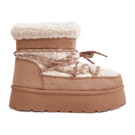 Beige Izathiel Platform snestøvler med snøre