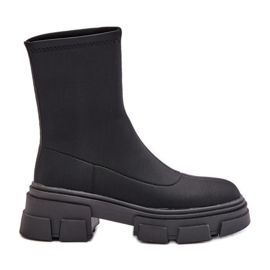 Ravendria sorte fladhælede slip-on støvler