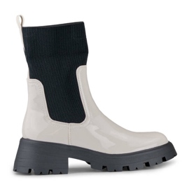 Dame ankelstøvler med elastisk overdel, beige DES925M-BE