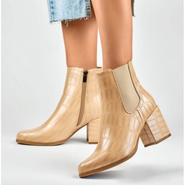 Dame ankelstøvler, croco beige, 260038BE-XC