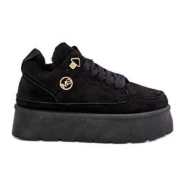 Sneakers med pels for kvinder på den sorte Velaririsea-platform