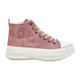 Isolerede sneakers til kvinder på Big Star Platform OO274071 Pink lyserød