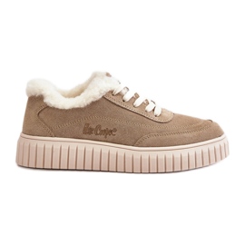 Sneakers i læder til kvinder foret med pels Lee Cooper LCJ-24-01-2972 Beige