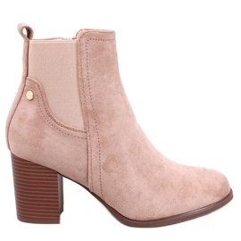 Rosey Khaki klassiske højhælede ankelstøvler beige