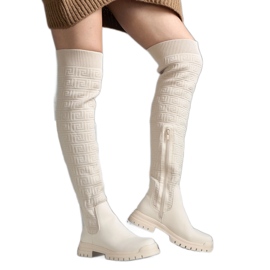 Beige stofstøvler med en mat finish Scarlett