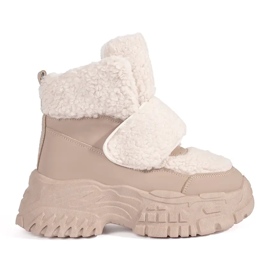 Seastar Beige platform snestøvler med shearling pels