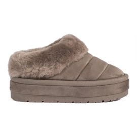 Beige lave slip-on snestøvler til kvinder med pels