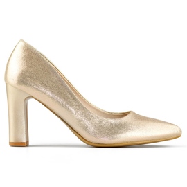 Guld elegante højhælede pumps med læder indersål gylden