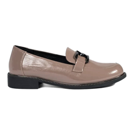 Goodin Mørke beige loafers med læderindsats