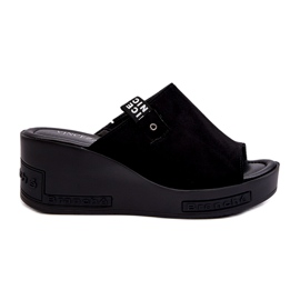 Vinceza flip-flops med høj kile til kvinder, sort