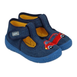 Befado børnetøfler med velcro 631P046, marineblå, med bilanvendelse