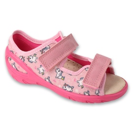 Befado børnesandaler med læderindsats med velcro 063X019 pink lyserød