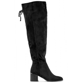 Over-knee-ruskinds-over-knee-støvler til kvinder, sorte FL3002B