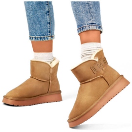 Slip-on snestøvler i ruskind til kvinder, beige 25-97951BE