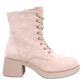 Mayfield Beige ankelstøvler med snøre