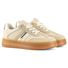 Damesportssko med tyk sål, beige A185BE