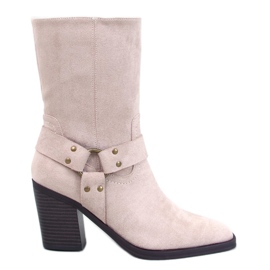 Hardin beige cowboystøvler i ruskind