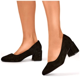 Dame lavhælede sort ruskind pumps 8338-260B