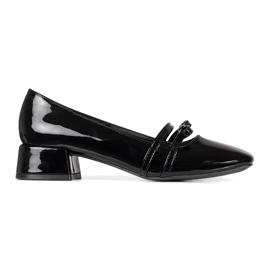 Sorte patent pumps med lave hæle