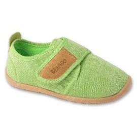 Befado børne hjemmesko med velcro med elastisk bund 902X045 grøn