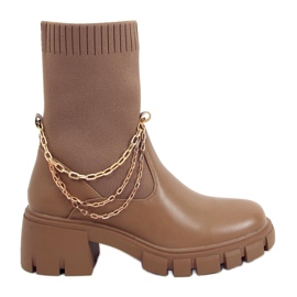 Mona Khaki sokstøvler beige