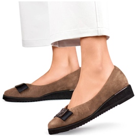 Kilesko i ruskind til kvinder med taupe dekoration GD-FL766T beige