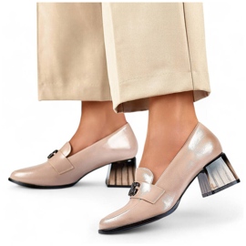 Elegante laksko til kvinder med høj hæl, beige GD-FL479-D.BE