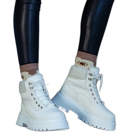 Hvide sneakers med tyk sål og pels fra Best