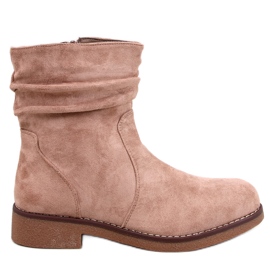 Bracy Khaki ankelstøvler med flæser beige