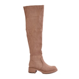 Beige flade over-knæ-støvler Filora