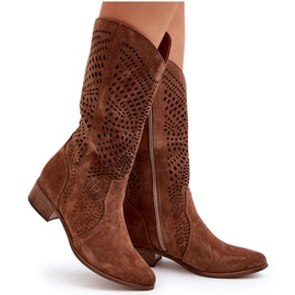 Zazoo 3305/P Ruskind Mid-Calf Boots Gennembrudt Brun