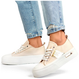 Low-top sneakers med tyk sål, beige LY100BE