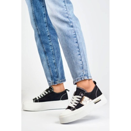 Low-top sneakers med tyk sål, sort LY100B