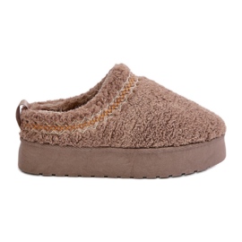 Platform snestøvler med pels, fåreskind type, mørk beige Mesirra