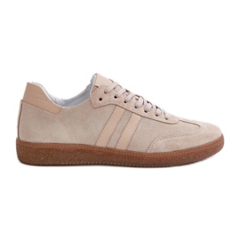 Zazoo N1068 Lave sneakers i ruskind til kvinder, beige