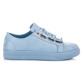 Ideal Shoes Suede sneakers med et bånd blå