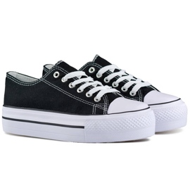 Sneakers med lav platform til kvinder, sorte QY832B