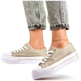 Sneakers med lav platform til kvinder, grå QY832-36D.G